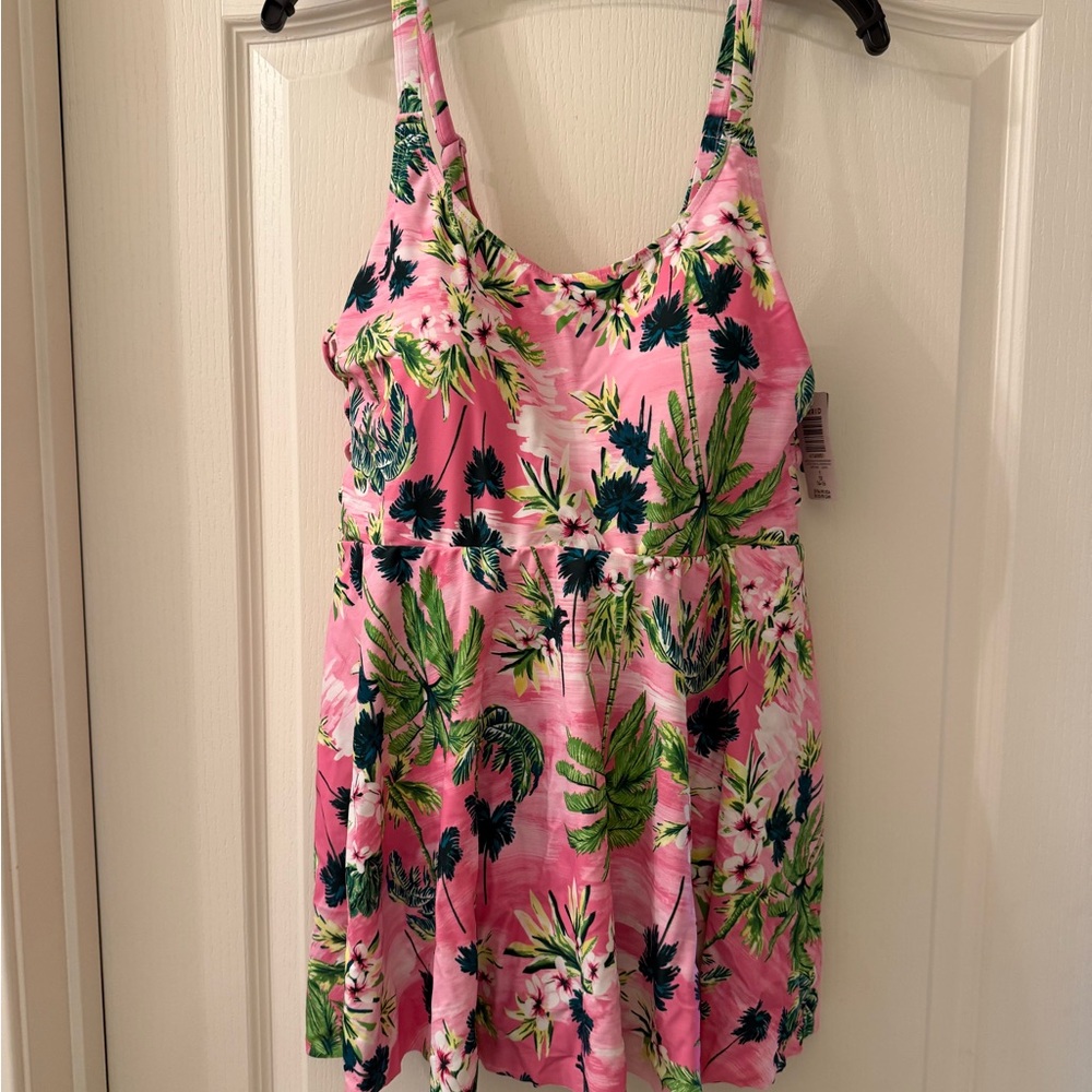Torrid Pink Floral Swim Dress